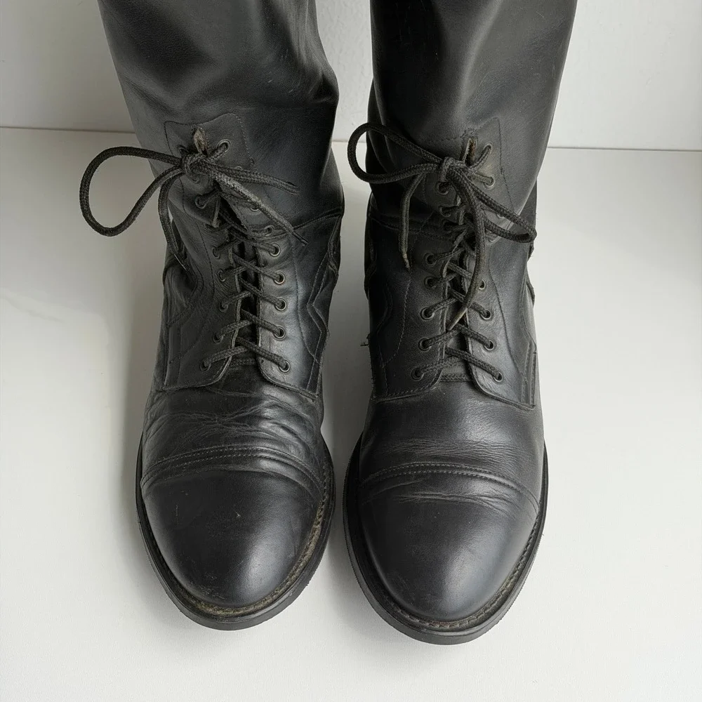 Harley-Davidson Police Patrol Boots Mens 12 Vintage Ball Lace Leather Tall USA